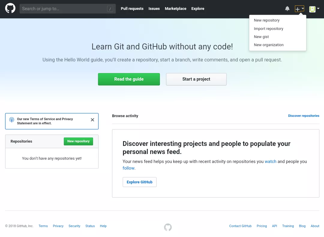 GitHub 点击+号