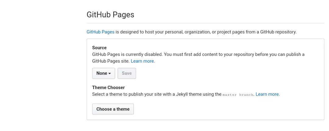 GitHub Pages setting